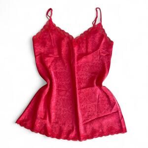 Vintage Victoria's Secret Gold Label Pink Slip Dress Lace Trim Size Large